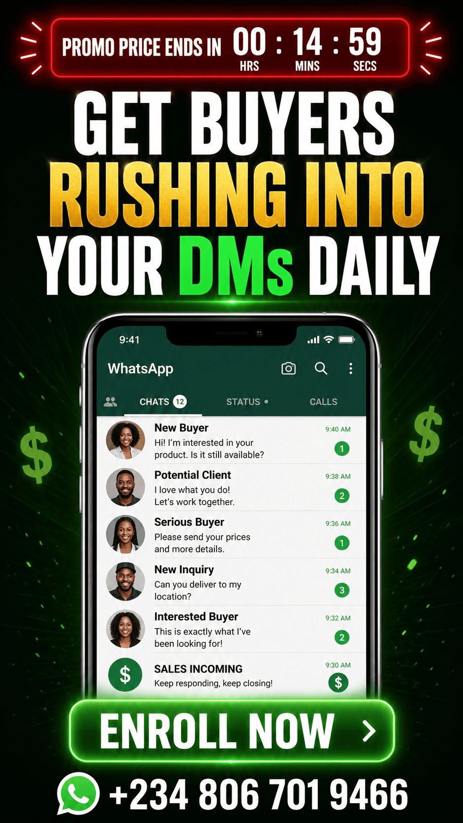 Example WhatsApp Status ad created using WhatsApp Ads Blueprint techniques